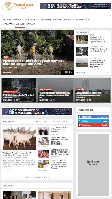 Portal de notícias Costa Leste News lança novo site na web