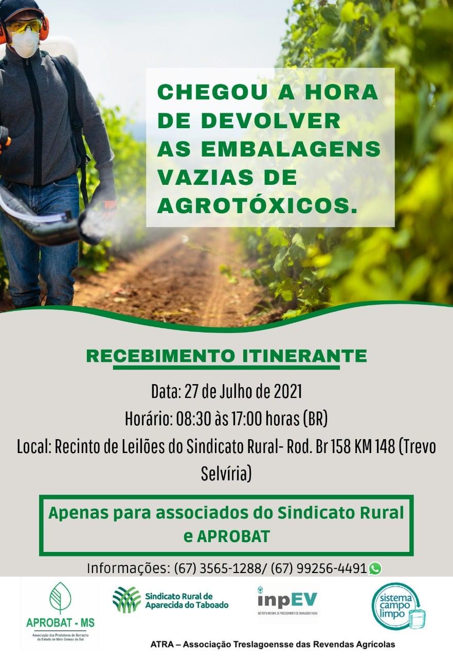 Sindicato Rural realiza receberá embalagens vazias de agrotóxicos nesta terça-feira