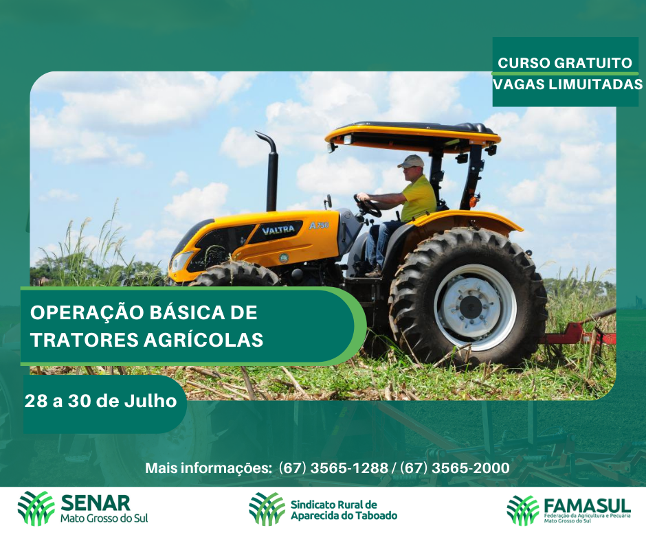 Curso gratuito de Operação Básica de Tratores Agrícolas tem início nesta quarta