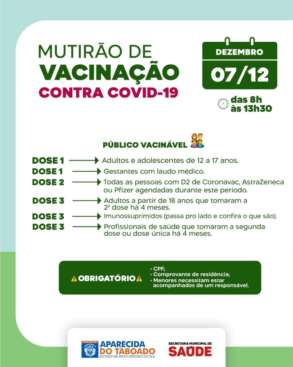 Amanhã tem ‘Dia D’ de vacinação contra a Covid-19 e atendimento vai até às 20h