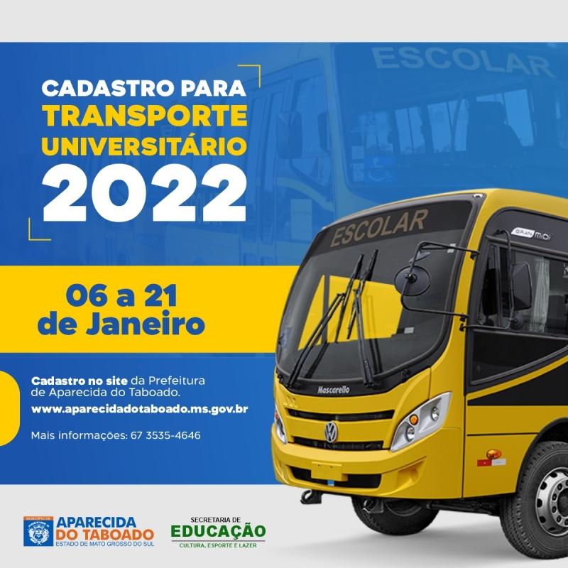 Secretaria de Educação abre período de inscrições para o Transporte Universitário Municipal 2022